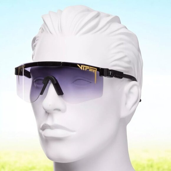 Pit Viper Double Wide Sunglasses Tinted Lenses Black/Gold 100% UVA & UVB Sports